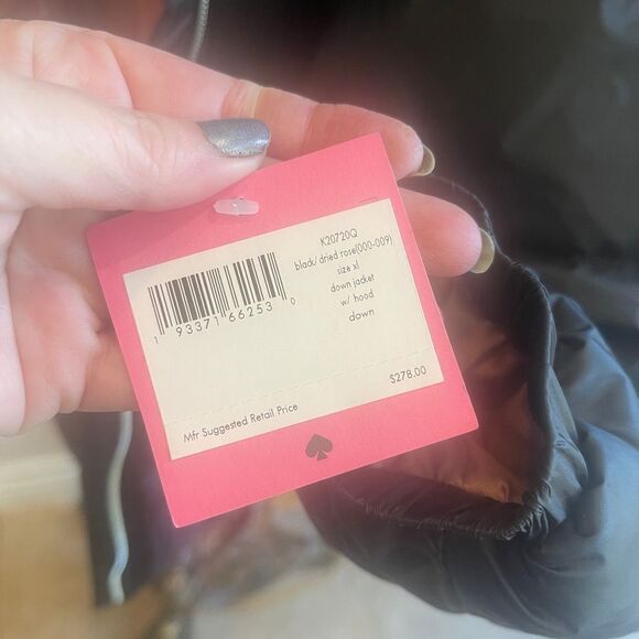 Kate Spade ♠️ Black Puffer Jacket with Rose Pink Interior & Accents! - Picture 15 of 15
